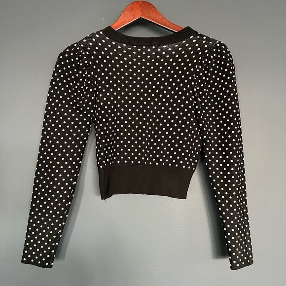 NWT ZARA twin set, cropped, black and white polka dot sweater set, size small - Picture 3 of 4
